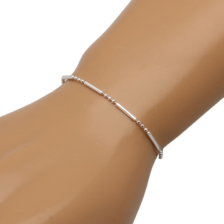 Bransoletka srebrna wałek i 3 kulki 19cm 925